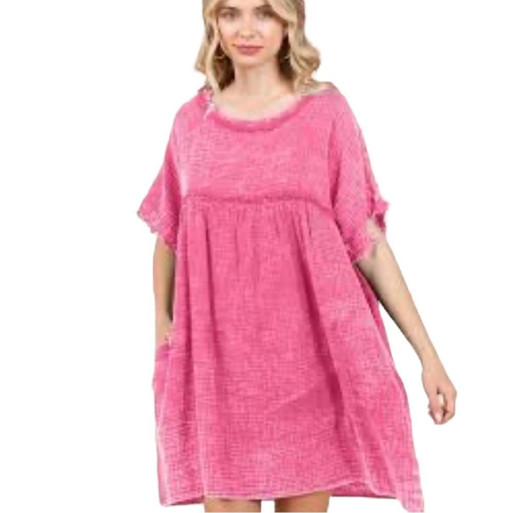NWT Umgee Pink Washed Look Cotton Dress